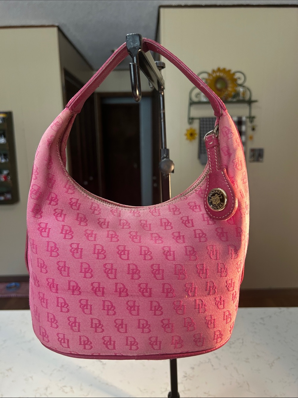 Dooney & Bourke Hot Pink Monogram Hobo Shoulder Bag
